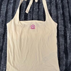 Hollister Butter Yellow Camisole with Pink Embroidery